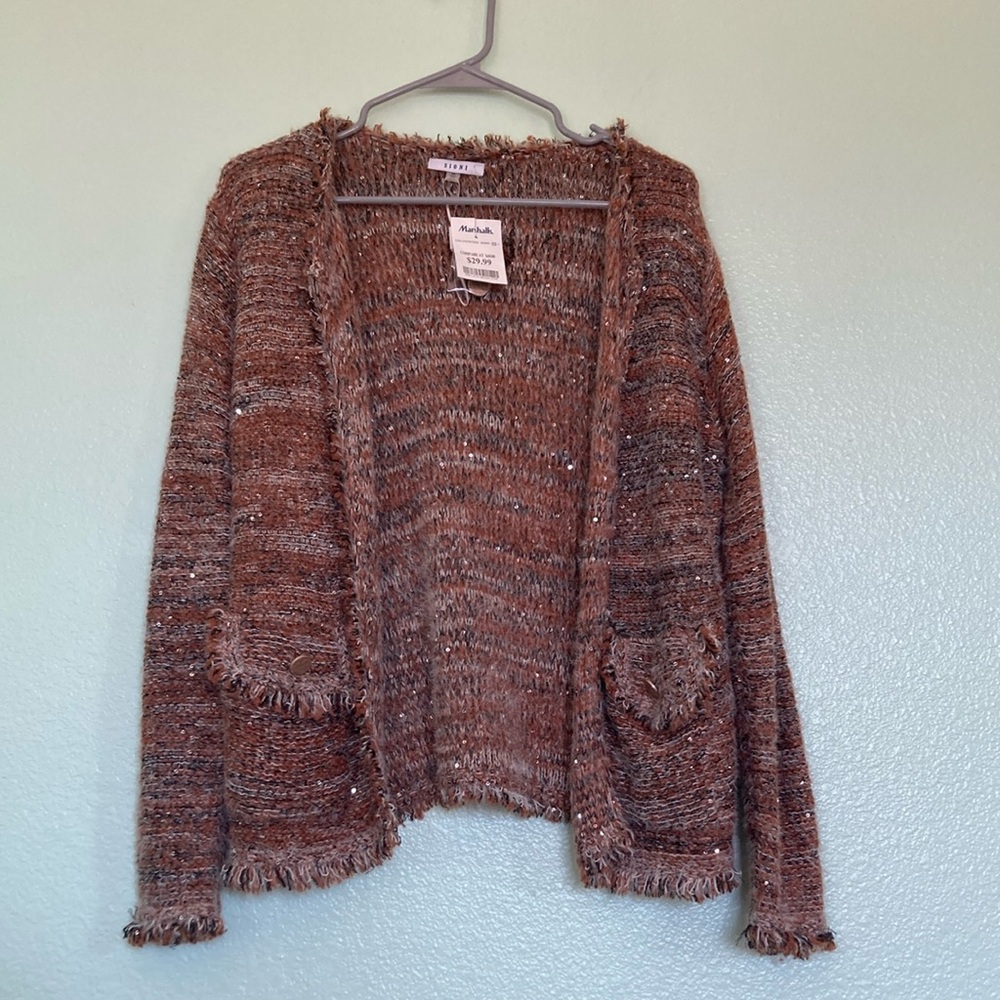 Brown Fringed Women's Sweater